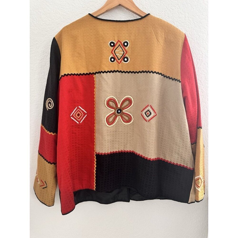 Nwt Indigo Moon Patchwork Applique Jacket 2x Butt… - image 8